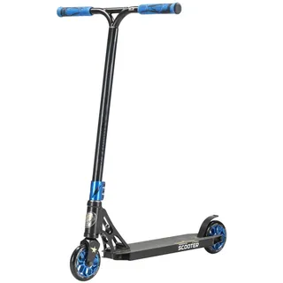 STAR SCOOTER Freestyle Aluminium Jump Stunt Scooter ab 7 - 8 Jahre, 120mm Professional Trick Roller, Schwarz Blau - Schwarz/Blau