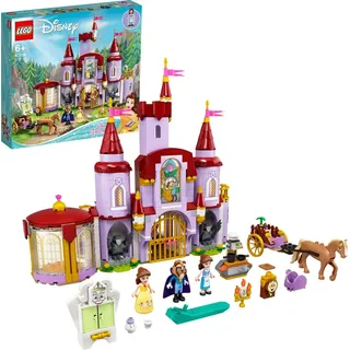 LEGO 43196 Disney Princess Belles Schloss, Schöne und das Biest, Prinzessin Schloss und Belle Mini-Puppen, Spielzeug ab 6 Jahre - Silber