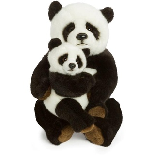 WWF WWF16813 Plüschkolletion World Wildlife Fund Plüsch Panda Mutter mit Baby, realistisch gestaltetes Plüschtier, ca. 28 cm groß und wunderbar weich, Mehrfarbig