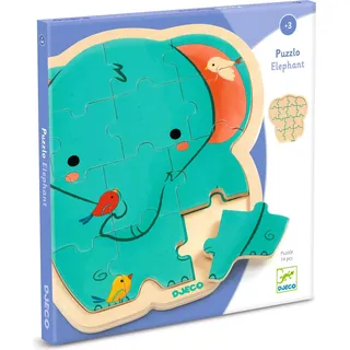 Djeco Lernpuzzle aus Holz - Elefant (14 Teile) (14 Teile)