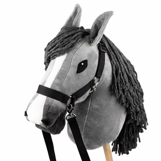 SKIPPI Hobby Horse Graues, Großes Steckenpferd A3, Hobby Horse mit einem Halfter und Zügeln im Set, Hobby Horsing Pferd, Stockpferd