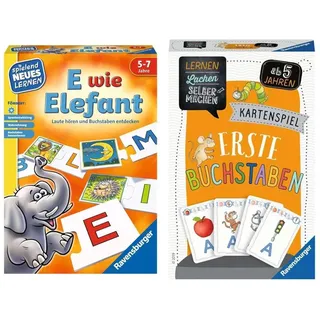 Ravensburger 24951 - E wie Elefant - Spielen und Lernen für Kinder & 80659 - Lernen Lachen Selbermachen: Erste Buchstaben, Kinderspiel ab 5 Jahren, Lernspiel für 2-4 Spieler, Kartenspiel