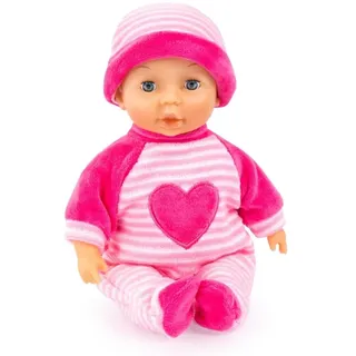 Bayer Design 92802AS My First Baby 28cm, Babypuppe, Weichkörperpuppe mit Schlafaugen, sehr handlich, niedliches Outfit, rosa