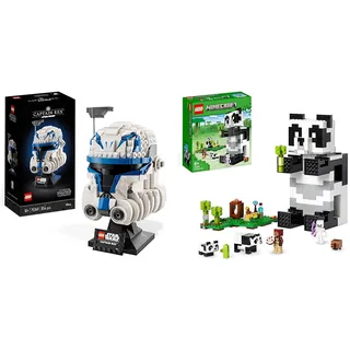 LEGO Star Wars Captain Rex Helm Set & 21245 Minecraft Das Pandahaus Set, bewegliches Spielzeug-Haus in Panda-Form mit Tierfiguren und Skelett, Spielzeug für Jungen, Mädchen und Fans ab 8 Jahren