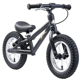 BIKESTAR Mountain Kinderlaufrad Lauflernrad Kinderrad für Jungen und Mädchen ab 3-4 Jahre | 12 Zoll Kinder Laufrad Mountainbike | Schwarz | Risikofrei Testen