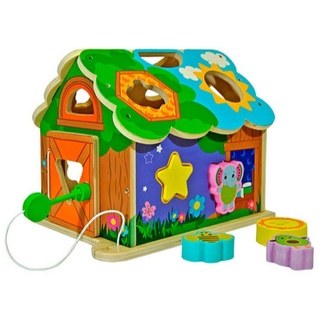 Kids Euroswan Steckspielzeug Baby Formsortierer aus Holz in Form eines Hauses bunt