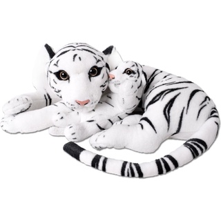 TE-Trend 2in1 XL Plüsch Tiger Tigerbaby Raubkatze Kuscheltier Großkatze liegend 60cm Stofftier weiß getigert