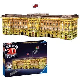 Ravensburger 3D Puzzle Buckingham Palace bei Nacht 12529 - leuchtet im Dunkeln - der Buckingham Palast zum selber Puzzeln ab 8 Jahren