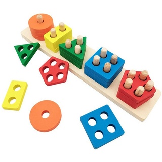 XDeer Lernspielzeug Montessori Spielzeug,Stapel und Sortierspielzeug,Holzspielzeug, Bausteine Spielzeug Lernspielzeug als Geschenke für Kleinkinder gelb