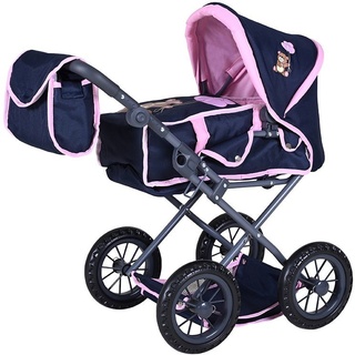 Knorrtoys® Kombi-Puppenwagen Ruby - Navy Pink Baer, mit Wickeltasche blau