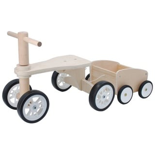 TikTakToo Kinderfahrzeug Lauflernhilfe Sitzroller mit Anhänger aus Holz, Laufrad, Roller, Dreirad, (2-tlg., komplettes Spielset), aus FSC-Holz, mit Gummilaufringen und Motorikspielzeug beige