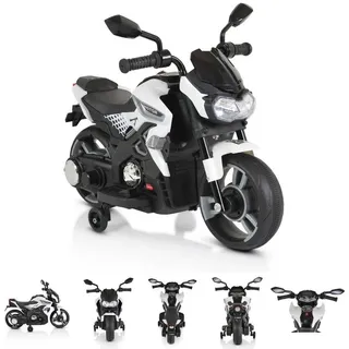 Moni Elektro-Kindermotorrad Elektromotorrad Houston 1188F, Belastbarkeit 25 kg, Musik, MP3, Scheinwerfer, Stützräder weiß