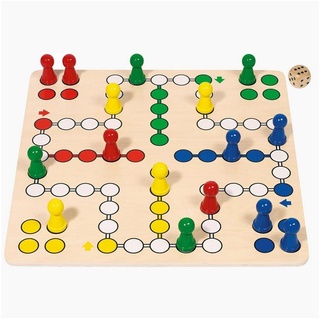 goki Spielesammlung, gesellschaftsspiel Ludo Brettspiel 45, Leicht zu greifende Spielfiguren auf grossen Spielbrett bunt