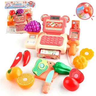Balakaka Kinder Kasse Spielzeug, Rechnerfunktion Kinder Kasse mit Scanner, Registrierkasse Kaufladen Zubehör Rollenspiel für Kinder ab 3 Jahren