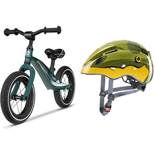 Lionelo Bart Air Laufrad ab 2 Jahre bis zu 30 kg & uvex Kid 2 - Leichter Fahrradhelm für Kinder - individuelle Größenanpassung - erweiterbar mit LED-Licht - Dino - 46-52 cm
