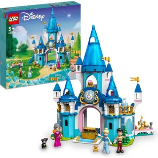 LEGO | Disney Princess Cinderellas Schloss Spielzeug zum Bauen mit 3 Mini-Puppen, Puppenhaus Geschenkidee mit Disney Figuren 43206 - Blau/Weiß/Rosa/Gold/Grün