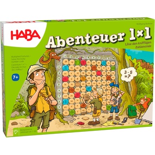 HABA -303717 Abenteuer 1x1 , Rechen- und Lernspiel zum spielerischen Trainieren des Einmaleins , Multiplizieren im Zahlenraum 1-100 , Cleveres Spielprinzip mit Selbstkontrolle , Spiel ab 7 Jahren