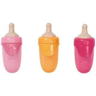 BABY Born 832509 Bottle with Cap 3 Assorted Puppe Trinkflasche 3 sort. 43cm, Multi, S