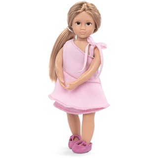 Lori LO31180Z 45751 Puppe Sisi mit gerüschtem rosa Kleid-15 cm groß, Lange Haare, Stehpuppe beweglich, weicher Körper-für Kinder ab 3 Jahren, Mehrfarbig