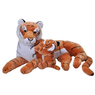Wild Republic Mom and Baby Jumbo Tiger, Großes Kuscheltier, 76 cm, Geschenkidee für Kinder, Kuscheltier mit Baby, Riesen-Stofftier aus recycelten Wasserflaschen