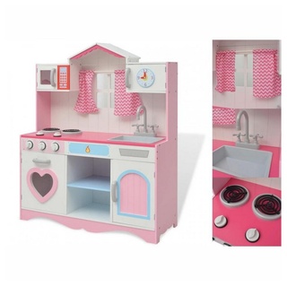 vidaXL Kinder-Küchenset Kinderküche Mädchen Spielzeugküche Herd Kühlschrank Holz 8230100 cm Ro rosa