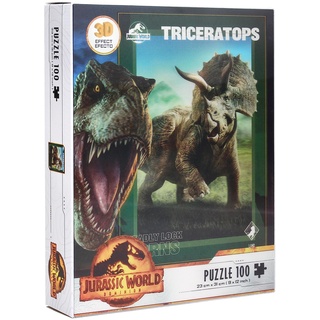 SD TOYS SDTUNI25574 3D Effekt Triceratops Jurassic World-Puzzle 100 Teile-SDTUNI25574-Mehrfarbig-One Size, bunt
