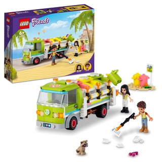 LEGO 41712 Friends Recycling-Auto, Lernspielzeug für Kinder, Jungen und Mädchen ab 6 Jahren, Spielzeug-Müllwagen mit Emma und River Mini-Puppen - Beige