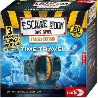 noris 606101968 - Escape Room Time Travel (Family Edition) - Familien und Gesellschaftsspiel für Erwachsene und Kinder, inkl. 3 Fällen und Chrono Decoder, ab 10 Jahren