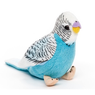 Uni-Toys - Wellensittich ohne Stimme (blau) - 12 cm (Höhe) - Plüsch-Vogel - Plüschtier, Kuscheltier