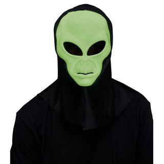 MIMIKRY Glow in the Dark Area 51 Alien Maske mit Kapuze Außerirdischer Sci-Fi Weltall Galaxie Science Fiction