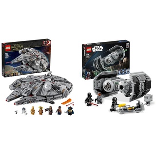 LEGO 75257 Star Wars Millennium Falcon Raumschiff Bauset mit Finn & 75347 Star Wars TIE Bombe Modellbausatz mit Darth Vader Minifigur mit Lichtschwert und Gonk-Droide