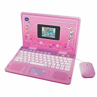 VTech Genio Master Color Bilingue Laptop für Kinder, Farbdisplay, Vokabellehrer, Mathematik, Wissenschaft über 180 Aktivitäten in Spanisch und Englisch, Rosa (80-133867)