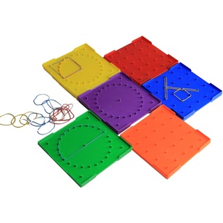 Wissner® aktiv lernen Lernspielzeug »Geometriebretter klein doppelseitig in 6 Farben (6 Stück)« (6-St), RE-Plastic®