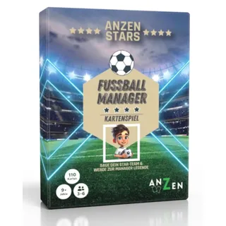 ANZEN Stars - Fussball Manager - Kartenspiel | Fußballspiel Kinder | 9+ Jahre | 3-6 Spieler | 110 Karten | Geschenk Jungen & Mädchen | lustiges Gesellschaftsspiel für Fußballfans | Familienspiel