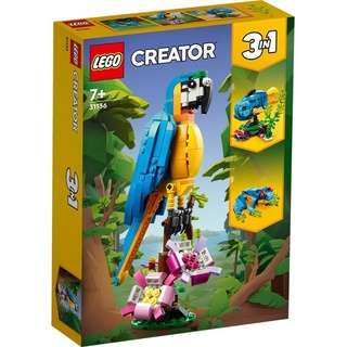 LEGO® Spielbausteine Creator 31136 - Exotischer Papagei, (253 St), Papagei, Fisch und Frosch zum Zusammenbauen, für Kinder ab 7 Jahen bunt