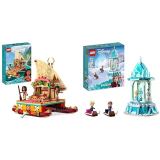 LEGO Disney Princess Vaianas Katamaran Spielzeug Boot & Disney Princess Annas und Elsas magisches Karussell, Die Eiskönigin Spielzeug