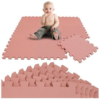 LittleTom Puzzlematte 9 Teile Spielmatte Baby Puzzlematte Krabbelmatte, 30x30cm Bodenmatte Kinderzimmer braun