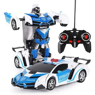 yozhiqu RC-Roboter Ferngesteuertes Auto-Roboter, Auto-Spielzeug, 360-Grad-Drehung, Ein-Klick-Verformung, Kinder-Roboter-Auto-Bausatz-Spielzeug blau