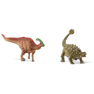 SCHLEICH 15030 Spielfigur -Parasaurolophus Dinosaurs, Mehrfarbig & 15023 Dinosaurs Spielfigur - Ankylosaurus, Spielzeug ab 4 Jahren