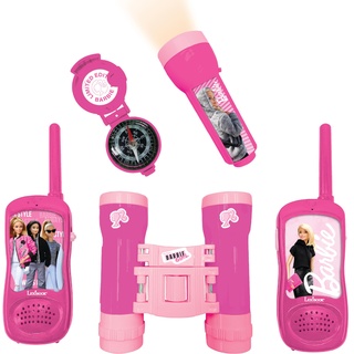 LEXIBOOK Mattel Barbie - Abenteurer-Set für Kinder, Walkie-Talkies 120m, Fernglas, Kompass, Taschenlampe, RPTW12BB