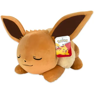 Pokémon Bandai Plüschtier Evoli (Eevee), 40 cm – sehr weich, das schläft – JW0222