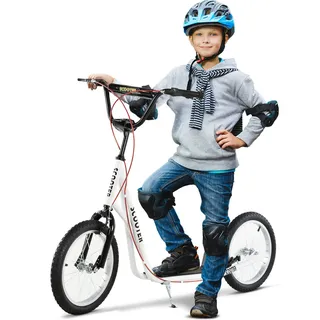 HOMCOM Kinderroller, Tretroller, Cityroller, Kickscooter, Roller Kinder, Kickboard mit Luftreifen, Handbremse, Scooter Kinder, faltbar   Aosom