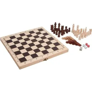 Small foot 3453 - Spieleklassiker 3in1 im Holzkoffer (Schach/Dame/Backgammon), Holz