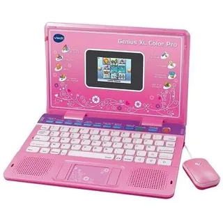 VTech Genius XL Color Pro zweisprachiger rosa Kindercomputer mit Farbdisplay, Maus, 90 pädagogische und skalierbare Aktivitäten, Geschenk für Kinder von 6 Jahren bis 11 Jahren – Inhalt in Französisch