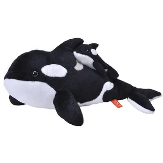 Wild Republic Mom and Baby Orca, Großes Kuscheltier, 38 cm, Geschenkidee für Kinder, Kuscheltier mit Baby, Riesen-Stofftier aus recycelten Wasserflaschen