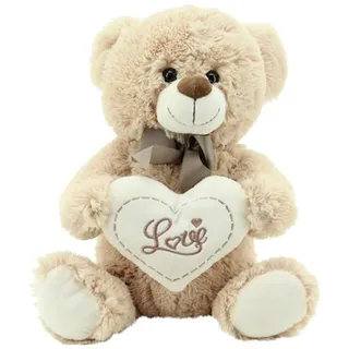 Sweety Toys 3877 Teddy Kuschelbär Plüschbär Herzbär LOVE, supersüss mit Herz hochwertige Stickerei " LOVE" beige-braun