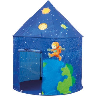 Spielzelt Weltraum in dunkelblau mit 4 Klettstickern Kinderzelt faltbar mit Tragetasche platzsparend und leicht transportierbar