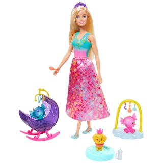 Barbie GJK51 - Dreamtopia Drachen KindergartenSpielset mit Prinzessin Puppe und Zubehör, Spielzeug ab 3 Jahren