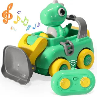 Auauraintt Ferngesteuertes Auto ab 3 Jahre, Dinosaurier Bagger Spielzeug,mit Lichtern und Musik, für RC Auto ab 2 3 4 5 6 Jahre Junge, Outdoor Spielzeug Kleine Geschenke für Kinder