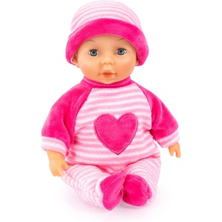 Bayer Design 92802AS My First Baby 28cm, Babypuppe, Weichkörperpuppe mit Schlafaugen, sehr handlich, niedliches Outfit, rosa